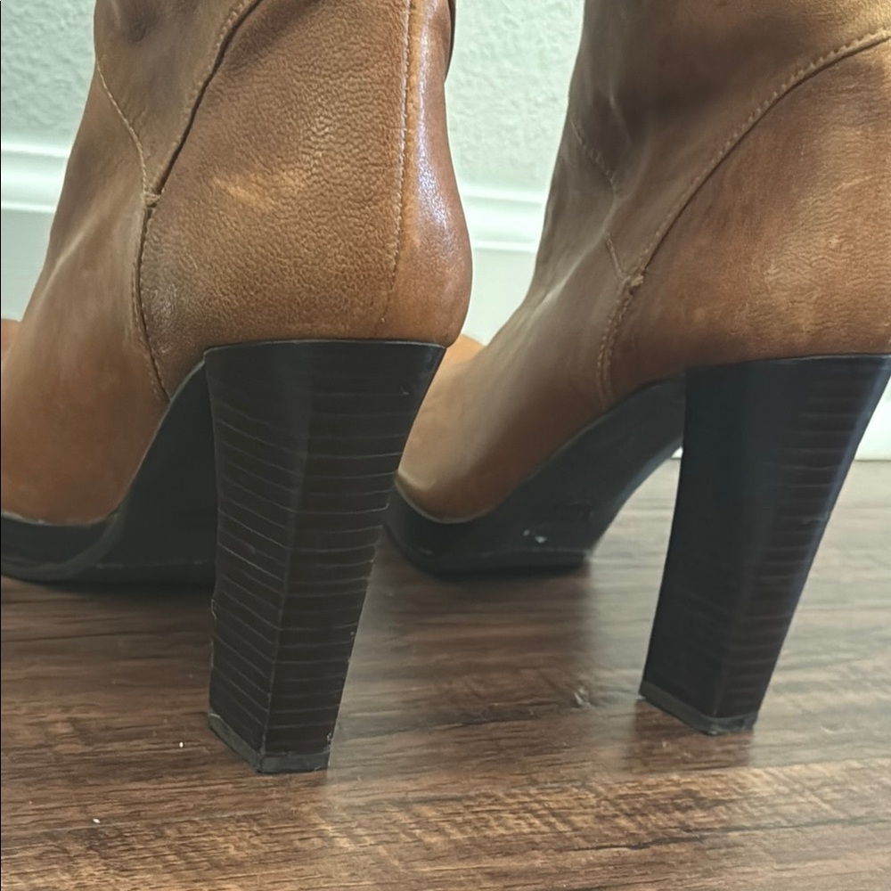 Stuart Weitzman Brown Leather Knee-High Heel Boots - Picture 9 of 13
